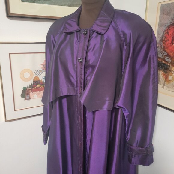 Vintage 80's purple Raincoat by Ada Mabel in Acetate XL - Picture 3 of 6